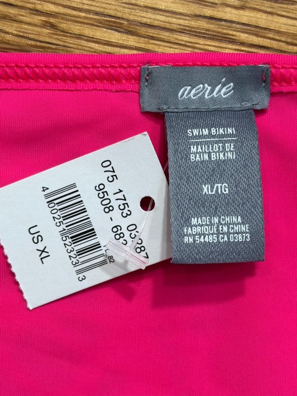 NWT aerie Hot Pink Swim Bikini XL Lace Texture Ruffle Straps - Picture 3 of 6